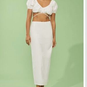 Forever 21 White High Waist Maxi Skirt